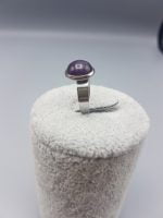 PURPLE ROUND AMETHYST RING in sterling silver.