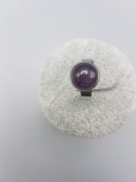 PURPLE ROUND AMETHYST RING in sterling silver.