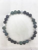 Beaded bracelet MUSKY AGATE AND BLACK ONYX ELASTIC BRACELET and silver pendants.