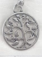 KEYCHAIN PENDANT WITH TREE OF LIFE AND SEVEN CHAKRA COLORS on white background.