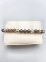 BRACCIALE DA UOMO CON OCCHIO DI TIGRE E ONICE NERA ELASTICO.