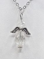Collana in argento con perlina in Clear Crystal, con pendente CIONDOLO ANGIOLETTO DI CRISTALLO DI ROCCA.