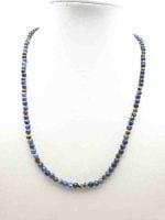 A MEN'S CHOKER NECKLACE WITH SODALITE AND TIGER'S EYE STONES DIAMETER 4 MM with blue and brown beads on mannequin.
