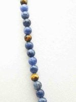 Necklace with blue beads and MEN'S CHOKER NECKLACE WITH SODALITE AND TIGER'S EYE DIAMETER STONES 4 MM.