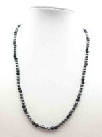 A MEN'S NECKLACE WITH BLACK ONYX AND HEMATITE 4MM beaded necklace on mannequin.