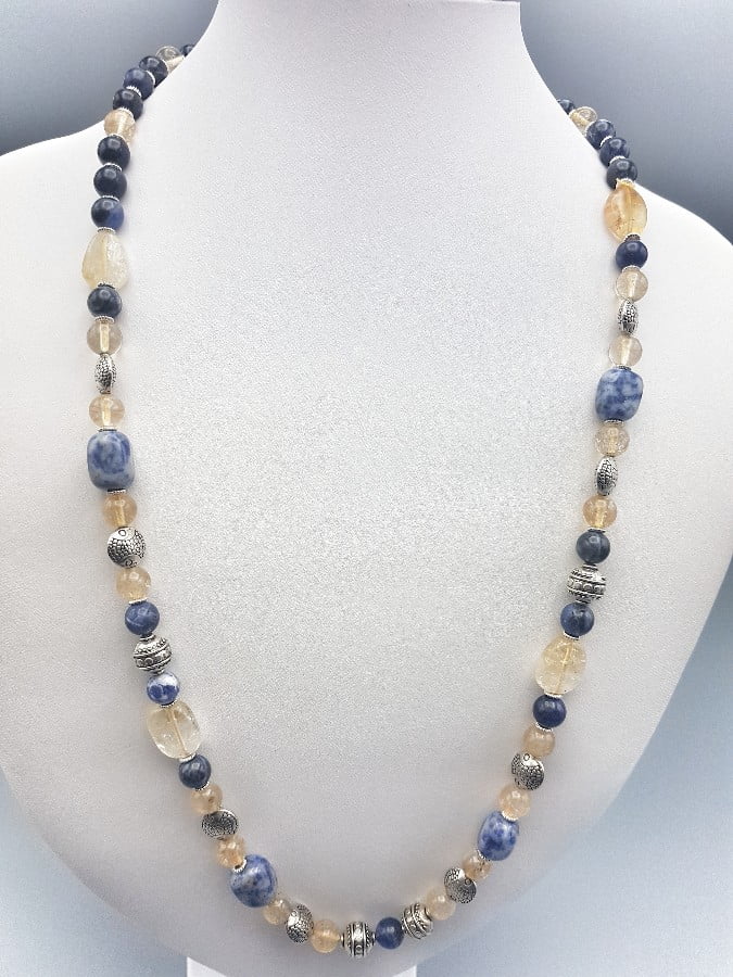 Collana quarzo citrino e sodalite