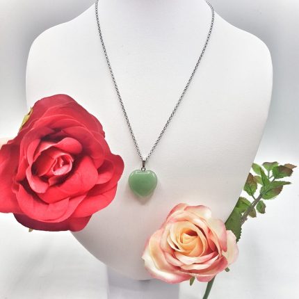 A GREEN AVENTURINE HEART PENDANT with green aventurine heart.