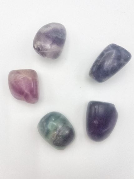 FLUORITE ARCOBALENO BURATTATA cristalli - set di 5 con un tocco di ARCOBALENO.