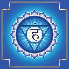 Il simbolo del chakra su sfondo blu.