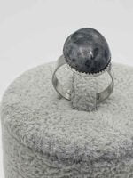 An oval labradorite ring.