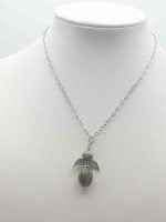 Collana in argento con pietra CIONDOLO ANGIOLETTO ZOISITE RUBINO.