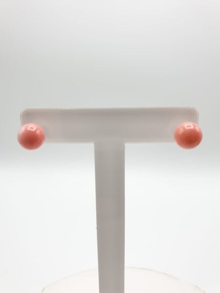 PINK CORAL SILVER EARRINGS.