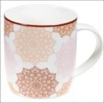 TAZZA MUG MANDALA ROSA con fiore rosa.