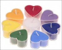 LUMINI CANDELE A FORMA DI CUORE CHAKRA PROFUMATE, colorate e profumate.