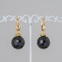 STUD EARRINGS WITH BLACK ONYX SPHERE.