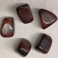 Group of stones BULL'S EYE tumbled on a white background.