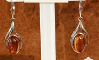 PENDANT EARRINGS WITH BALTIC AMBER AND 952 STERLING SILVER
