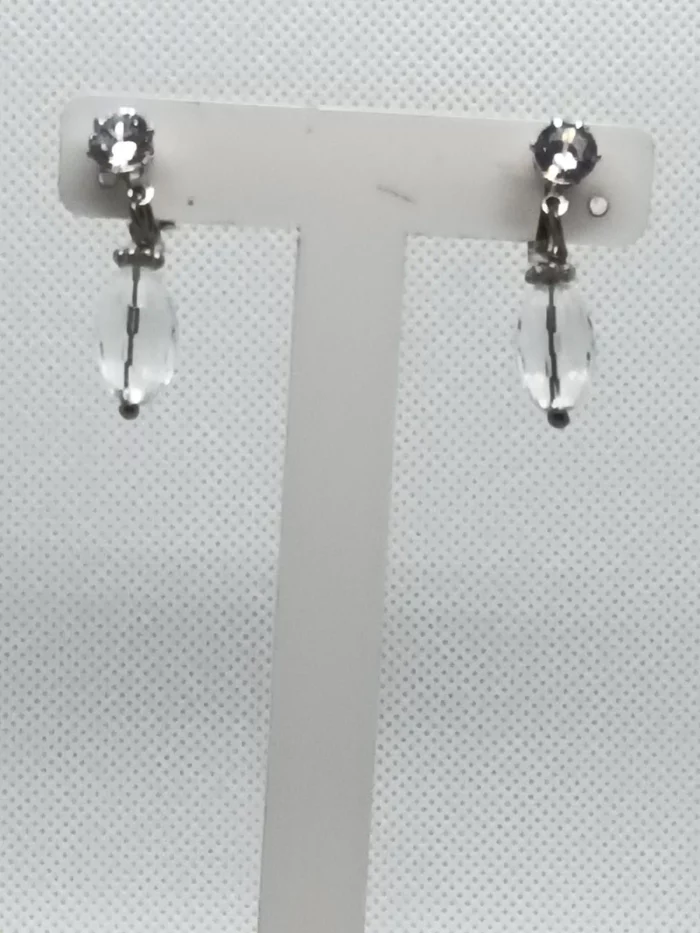 Rock Crystal Clip Earrings