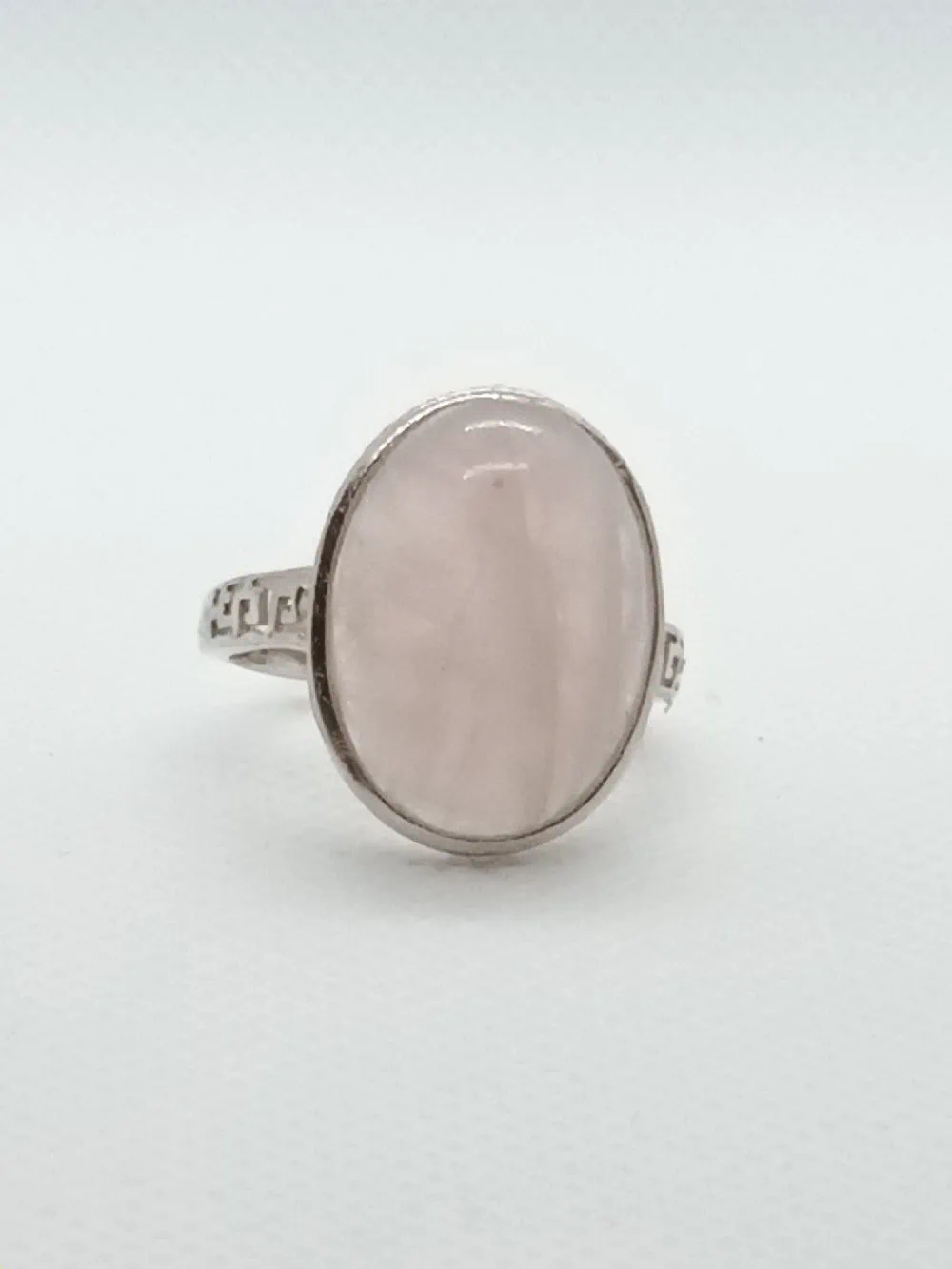 Rose quartz ring silver sales