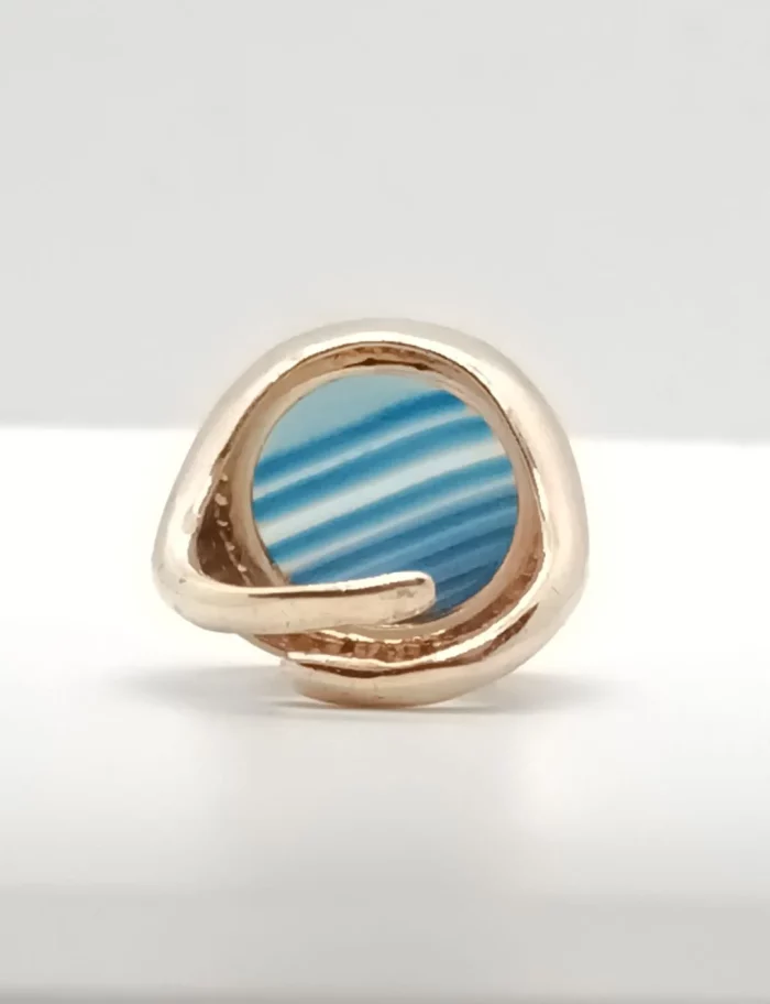 anello tondo agata blu
