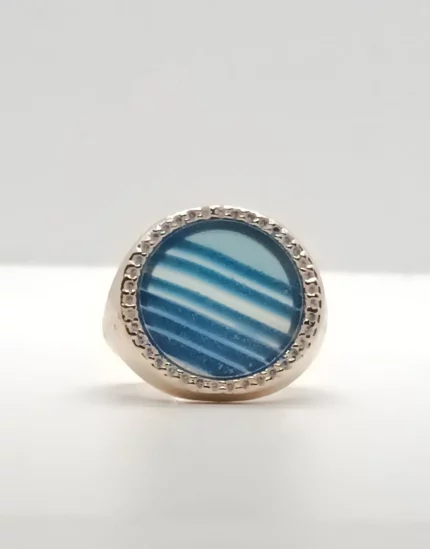 anello tondo agata blu