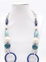 collana giada e legno blu