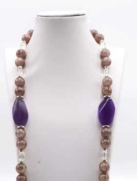 Purple Jade and Strawberry Quartz Necklace