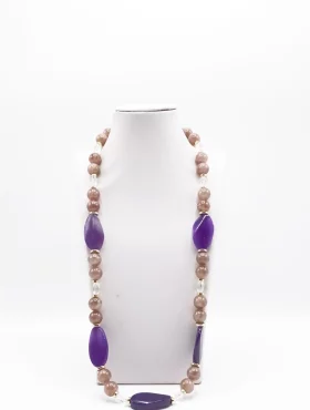 Purple Jade and Strawberry Quartz Necklace
