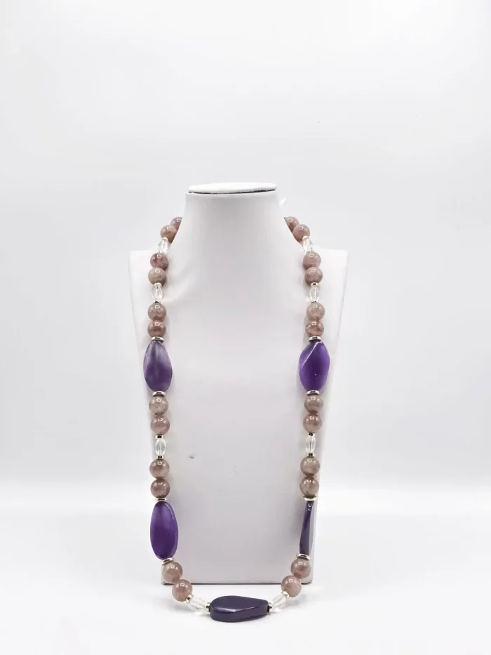collana giada viola e quarzo fragola